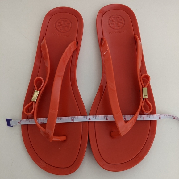 EXCELLENT Cond! Tory Burch Michaela Jelly Bow Flip Flop Orange Sandals Size 6 - Picture 15 of 15